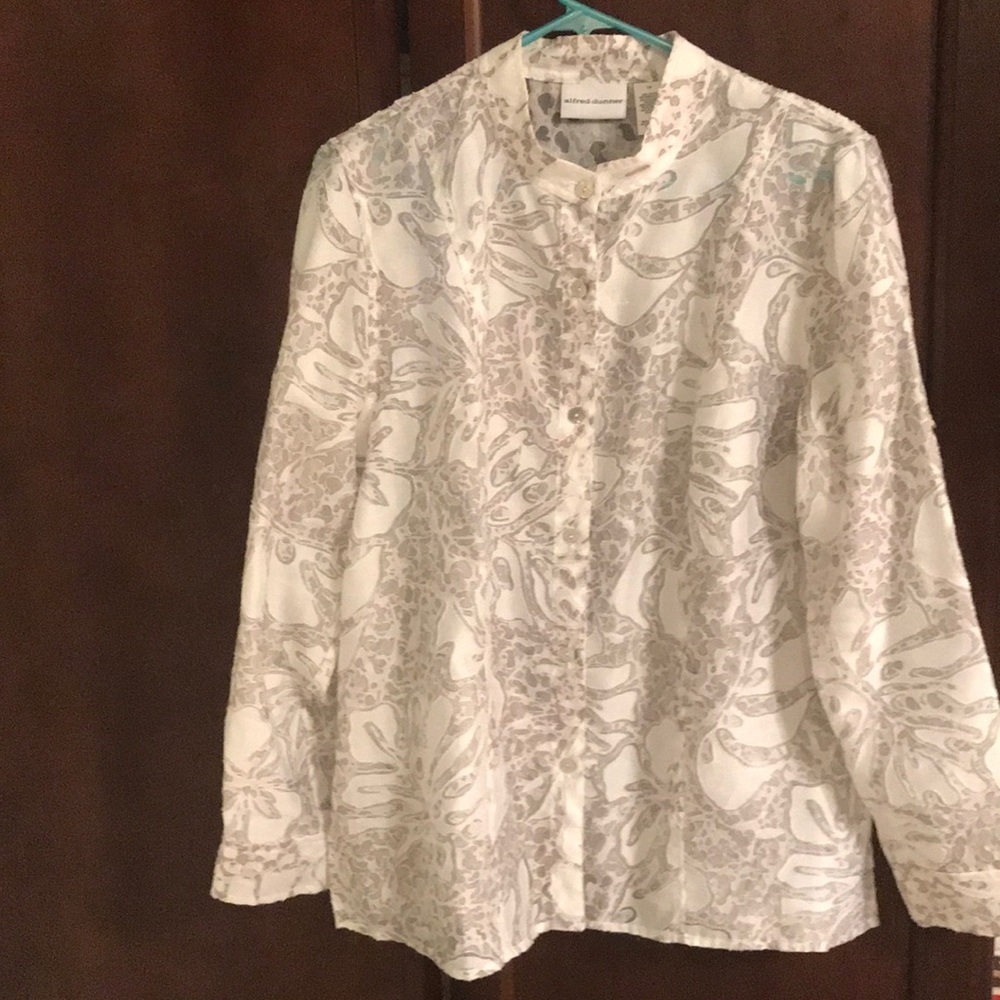Alfred Dunner White and Gray Blouse